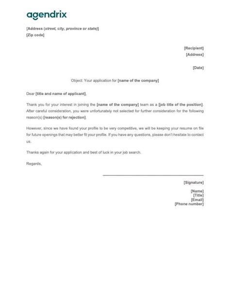Free Job Rejection Letter Template To Download Agendrix