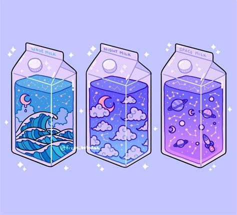 Magical Milk Cartons An Art Print By Freshbobatae Cute Drawings