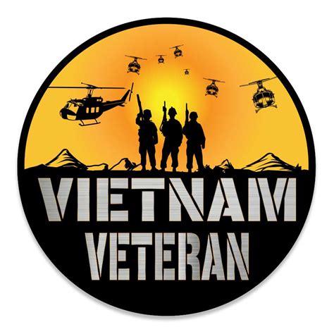 Vietnam Veteran Circle Decal Sticker With Huey Graphic Decal Stickers
