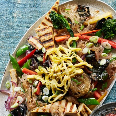 Gluten and dairy free, and aip friendly. Sweet Potato Noodles with Tofu & Vegetables (Japchae ...