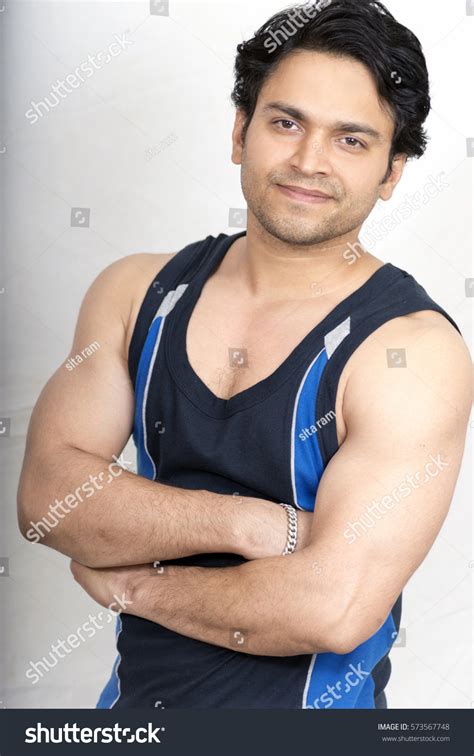 Indian Healthy Male Model Wearing Black Stock Photo 573567748
