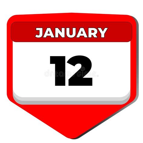 12 January Vector Icon Calendar Day 12 Date Of January Twelfth Day Of