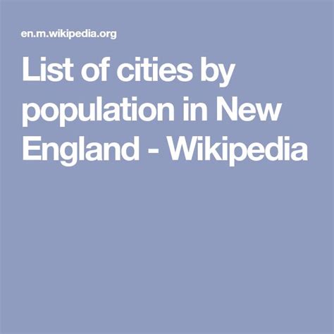 List Of Cities By Population In New England Wikipedia List Of