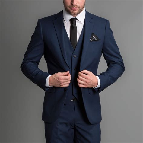 Onesix5ive Slim Fit Blue Puppytooth Three Piece Suit Wedding Suits