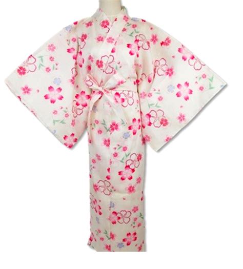 Kimono Yukata Japonais Fleur De Cerisier Sakura Rose Coton Femme Made