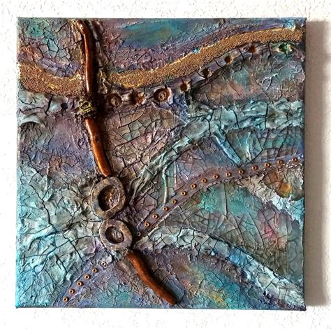 Exploring New Lands Abstract Acrylic And Mixed Media Painting On 10x10