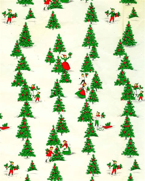 Photo Only Vintage Christmas Wrapping Paper To Print As A Full Sheet