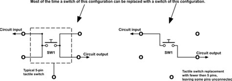 Here is on other person asking same thing, found it in 5sec. switches - Can i change 5 pins tact switch to 4 pins tact switch? - Electrical Engineering Stack ...