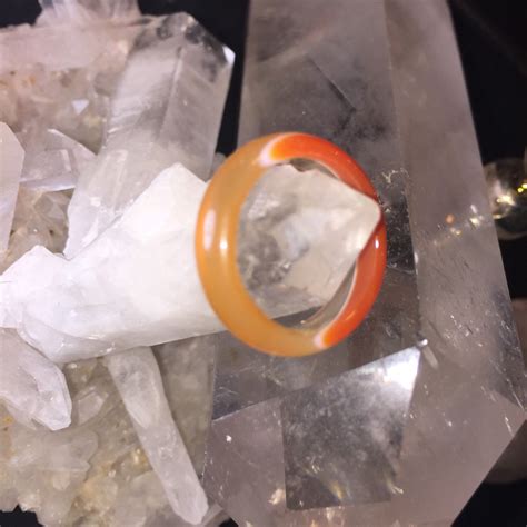A Beautiful Orange Agate Ring All Natural Stone Hand Carved All Natural Natural Stones