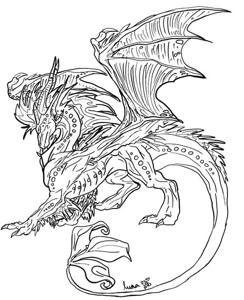 Dragon Line Art By Luna The Moon Dragon On Deviantart