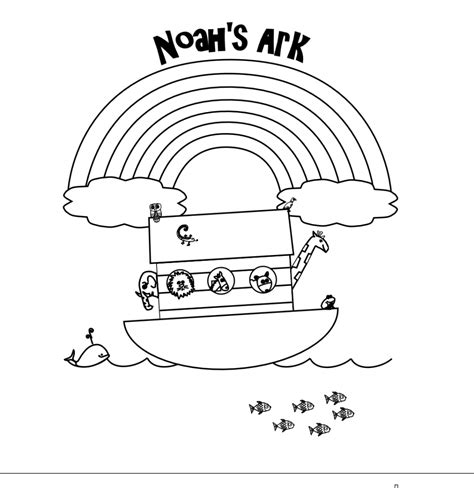 Noahs ark with animals coloring sheet. Rainbow Coloring Pages | Bible coloring pages, Coloring ...