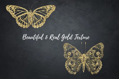 Gold Butterflies Collection Gold Glitter Butterfly Golden Insects By