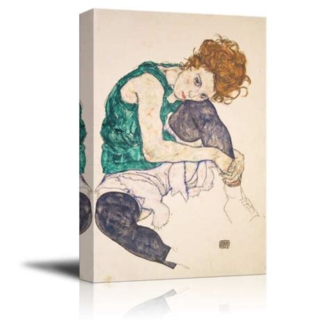 Seated Woman With Bent Knee By Egon Schiele Canvas Print Wall Art X Ebay