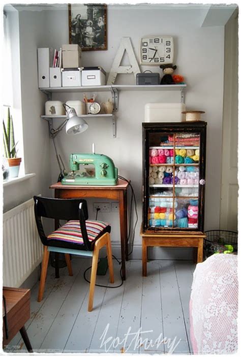 These 10 craft room ideas will make you smile and give you some things to think about. 15 Small Sewing Spaces That Inspire