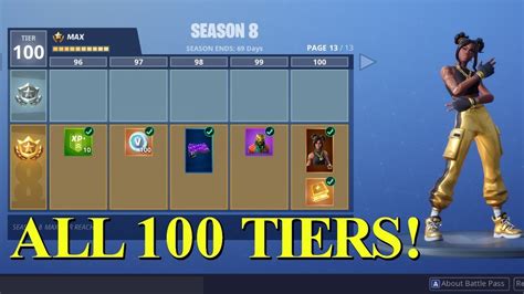 New Season 8 Battle Pass Skins Tier 100 Skin Unlocked And Map Areas Youtube