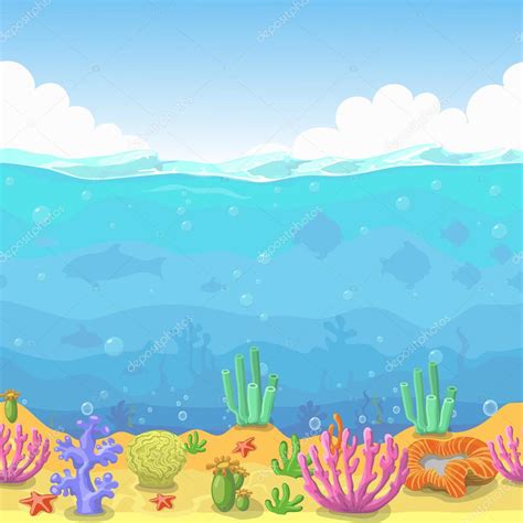 Dibujo Fondo Mar Dibujos Animados Mar Bajo El Agua Naturaleza