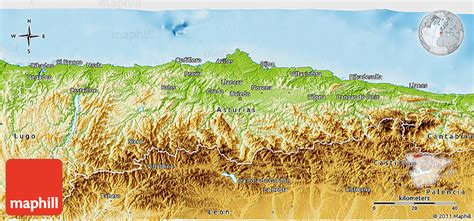 Physical 3d Map Of Asturias