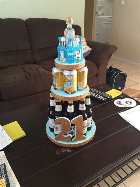 Alcoholic Cake Tower For My Best Friends 21st Birthday 21st Birthday