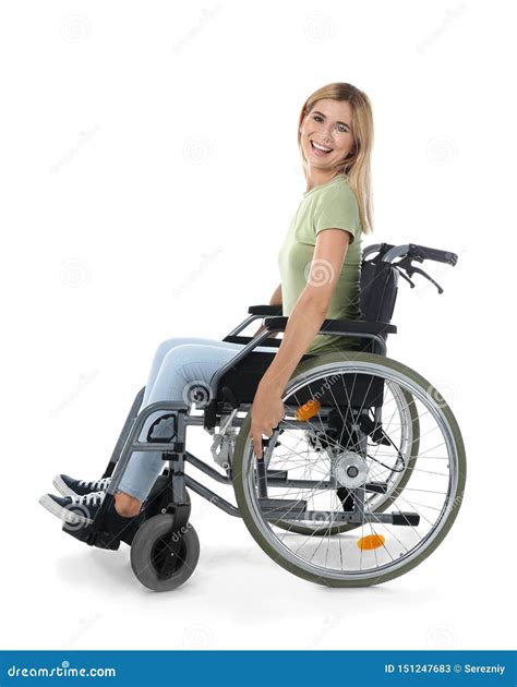 Beautiful Woman In Wheelchair On White Background Stock Image Image