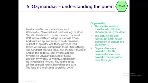 1 Video Lesson 1 Ozymandias By Percy Shelley Youtube