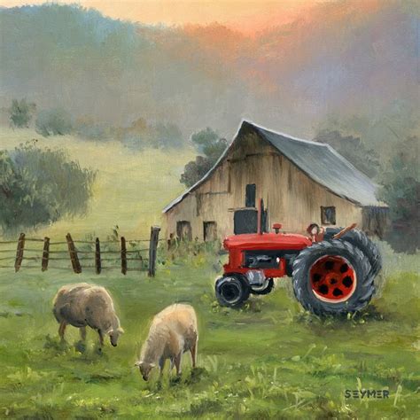 Farm Painting Country House Original Barn Landscape Art Rural Life