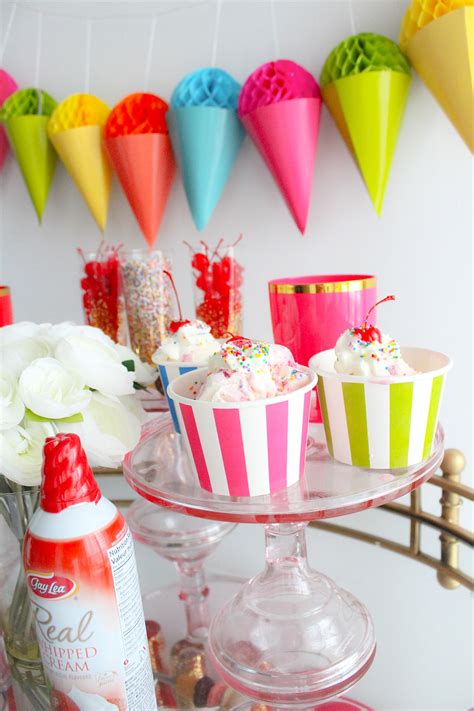 Diy ice cream themed decor. Ice Cream Sundae Bar Party