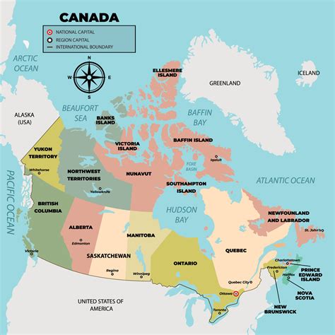 Canada Map With Region Name 21610863 Vector Art At Vecteezy