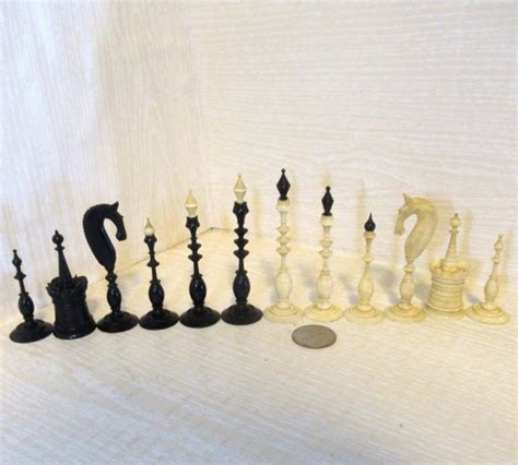 Antique Chess Pieces Spindel Selenus Bone Full Set Etsy