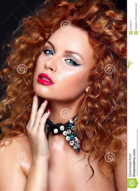 Redhead Model With Perfect Clean Skin Stock Photo Image Of Glance