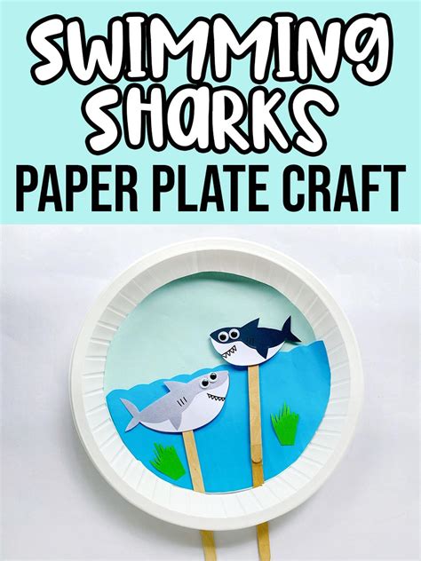 Easy Moving Shark Paper Plate Craft For Kids Free Shark Template