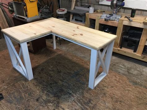 L Shaped Desk Created Using 2x4s And 2x8s Diy Corner Desk Diy