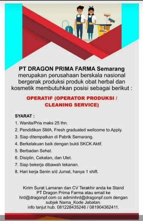 3 karakter wanita paling keren di call of duty: Loker Operatif (Operator Produksi / Cleaning Service) PT. Dragon Prima Farma Semarang - Loker Swasta