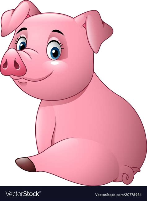 Vector Illustration Of Cartoon Adorable Baby Pig Download A Free