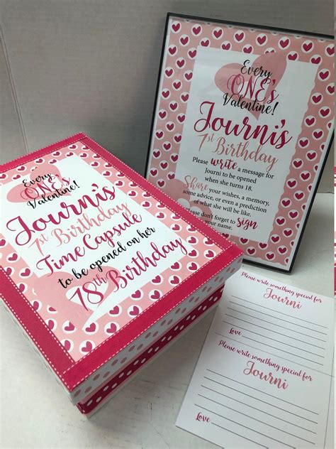Pink On Pink Hearts Time Capsule Custom With Framed Instructions And