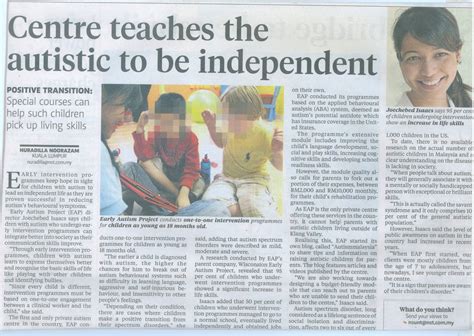 The sunday times is its sunday edition. Early Autism Project Malaysia: January 2013
