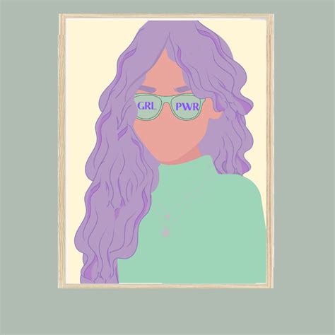 Grl Power Purple Haired Feminist Print Etsy