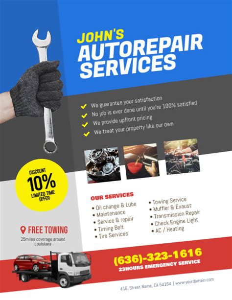 Auto Repair Service Flyer Poster Template Postermywall