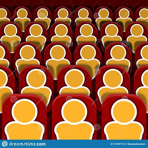 Vector Cinema Seats Rows With People Colorful Image Stock Vector