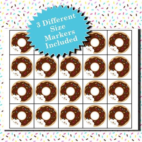 Donut Shop 4x4 Bingo Printable Pdfs Contain Everything You Etsy