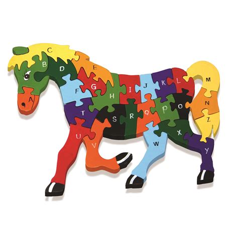 Alphabet Jigsaw Wooden Animal Puzzle In Elephantgiraffehorsedogcat