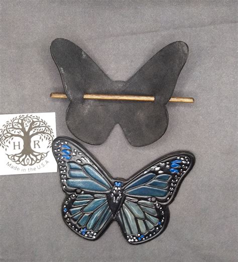 monarch butterfly leather hair barrette etsy