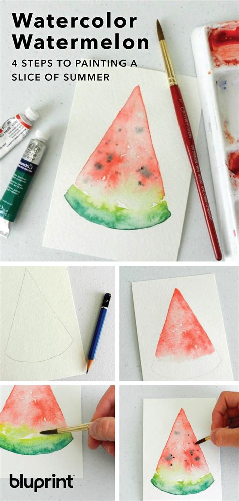 You can paint a bunch of grapes, apple, mango, watermelon, litchi, and other fruits. Watercolor Watermelon: 4 Steps to Painting a Slice of Summer | Simple oil painting, Watermelon ...