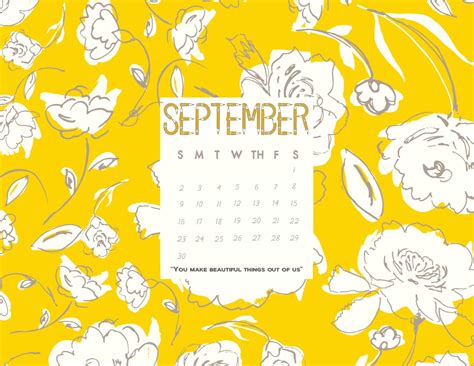 September 2018 Desktop Calendar Wallpaper You Make Beautiful Things