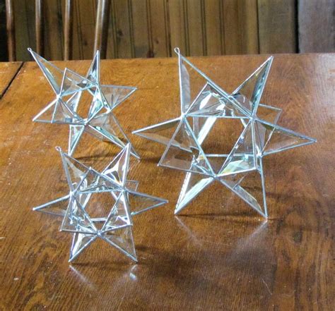 Glass Crystal Moravian Star Clear And Silver Toned Stained Etsy