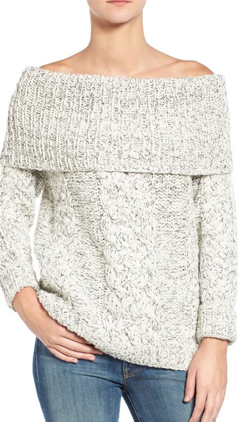 Off The Shoulder Cable Knit Sweater Cable Knit Sweaters Fashion