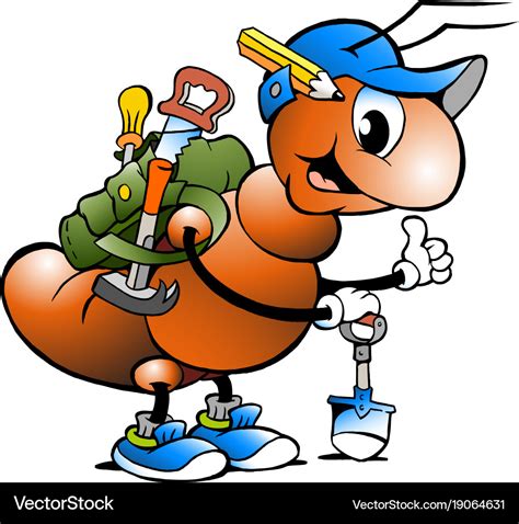 Cartoon A Happy Working Ant Royalty Free Vector Image