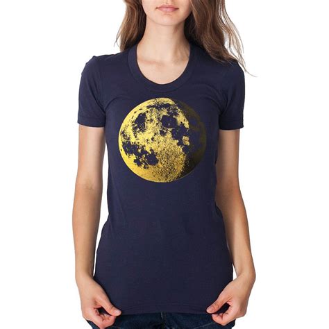 Womens Gold Moon Shirt Almost Full Moon Graphic With Etsy Moon