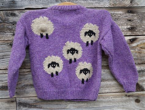 Childs Wool Sheep Cardigan Hand Knit Sweater Free Shipping Hand Knit