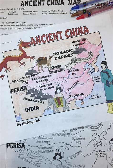 Ancient China Map Worksheet Map Vector