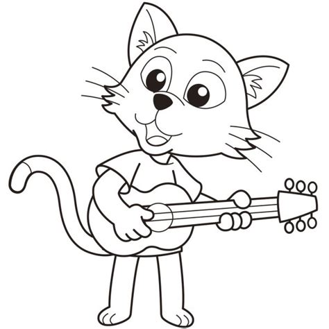 Gato De Dibujos Animados Tocando Un Clarinete — Vector De Stock